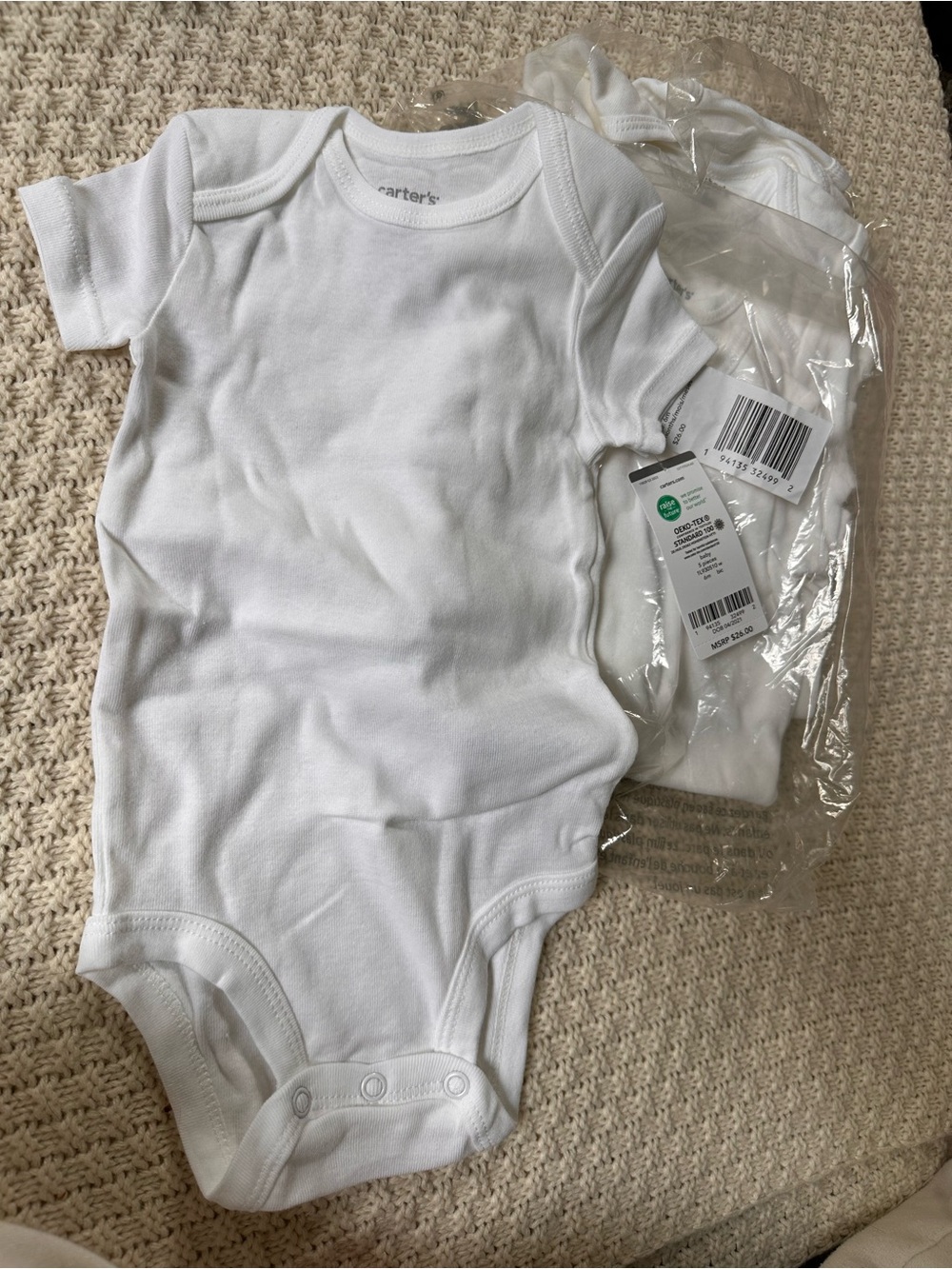 Carter's White Short-Sleeve Baby One-Piece Bodysuit 5 pack